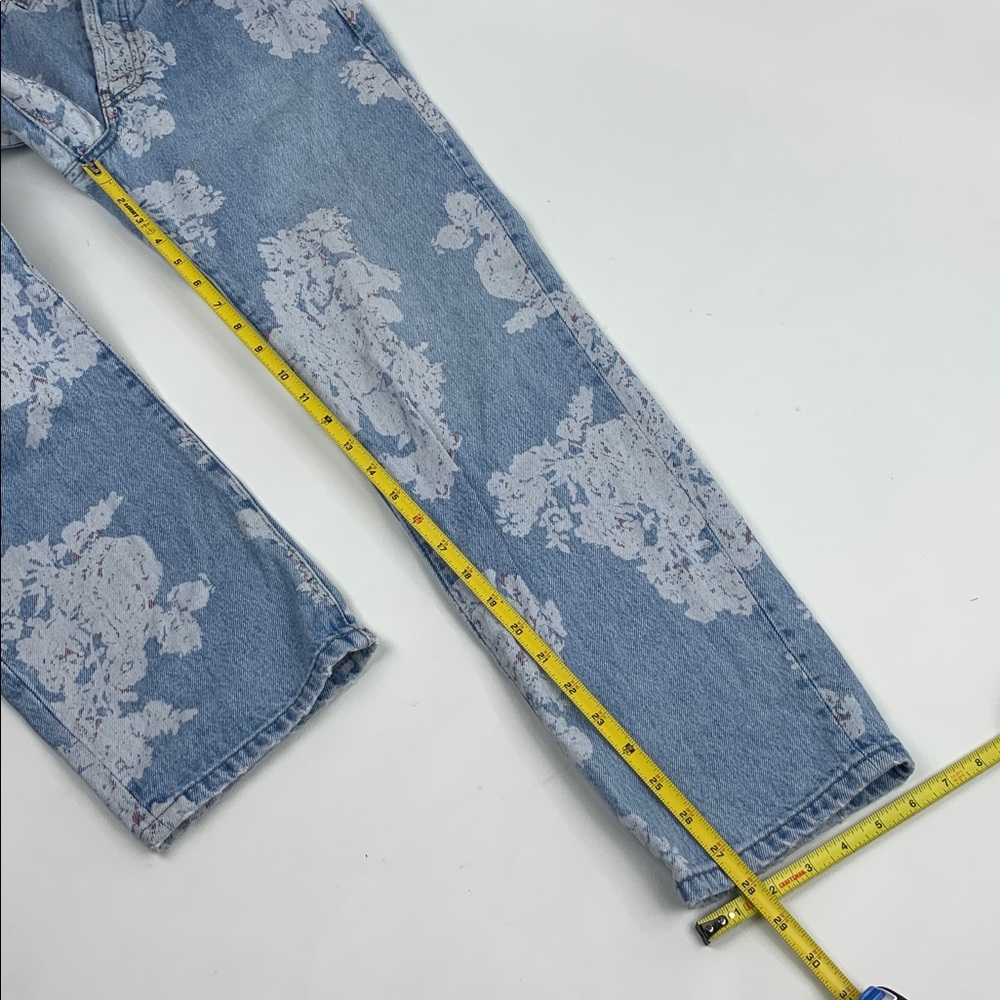 We The Free FP Blue Floral Jeans Size 26 Cotton Straight Leg light Wash denim - Picture 12 of 16